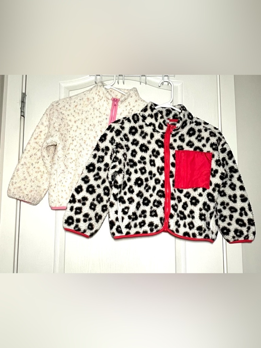 Old Navy Girls Sherpa Jacket Lot Sz 8 Leopard & Birthday Cupcake Print Cozy Core